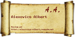 Alexovics Albert névjegykártya