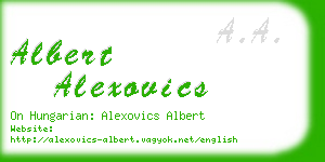 albert alexovics business card